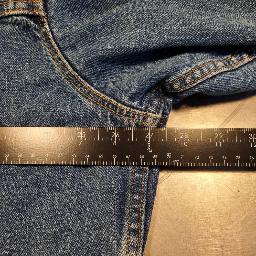 Vintage Levis Flannel Lined Denim Trucker Jacket Made in USA Blue Plaid 70427